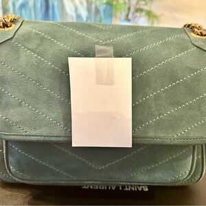 Inspired Niki chain bag in  Green Suede